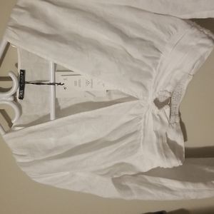 Zara White Linen Crop Top